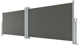 GarveeLife 71''x236'' Double Side Awning, Retractable Side Awning with 280g Polyester Fabric, Rainproof and UV-Proof Folding Privacy Screen Privacy Fence, for Deck, Patio, Pools, Grey