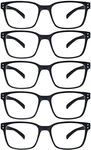 SIGVAN 5 Packs Blue Light Blocking Reading Glasses for Men Women Comfortable Computer Games Glasses Spring Hinge Readers, 5 Black, Medium