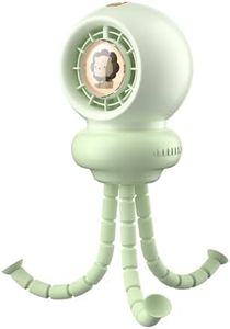IEOTT Portable Stroller Fan, Whisper-Quiet, Auto-Oscillation, Warm-Tone Night Light, 3600mAh Rechargeable Battery, Dense Safety Grill, Designed for Crib, Car Seat, Travel and Camping (Green)