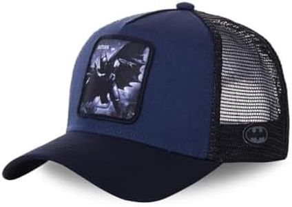 Casquette Homme & Femme Batman, Casquette Trucker, Dc Comics, Confortable et Athlétique, Bleu, Noir, Taille TU