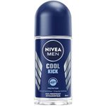 NIVEA Men Cool Kick Roll-On Anti-Perspirant | Men’s Deodorant | 48H Antiperspirant for Odour and Sweat Protection | Suitable for all skin types | Dermatologically Tested, 50 mL