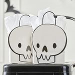 Ginger Ray Halloween White Skull Paper Party Loot Bags for Trick or Treating 6 Pack