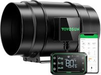 VIVOSUN AeroZesh G8 Inline Duct Fan, Quiet 8" 725 CFM Ventilation Exhaust Fan w/EC Motor and GrowHub E42A Temperature Humidity WiFi-Controller for Heating Cooling Booster, Grow Tents, Hydroponics