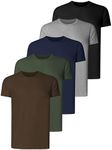 Teesmen Mens Plain T-Shirts 5 Pack Short Sleeve Crew Neck Sport Tees Cotton Workwear Boys Undershirts Gym Running Workout Tshirts for Men(Dark Essential Set 1 4XL)