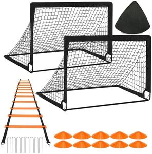 Kids Soccer Goals for Backyard Set of 2, Yannify 4 x 3 ft Portable Soccer Goal Training Equipment with Agility Ladder and Cones Pop Up Portable Soccer Set for Kids Youth Training Goals