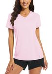 TACVASEN Women's UPF 50+ Sun Protection Short Sleeve Shirt Quick Dry Outdoor Hiking Swimming T-Shirts Light Pink