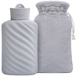 Microwavable Hot Water Bottle with Cover(1 Liter), MEETRUE Innovative BPA-Free Silicone Hot Water Bottles for Pain Relief, Hot & Cold Therapies Hot Water Bag-Gift for Women Children Elderly