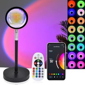 Sunset Lamp Projection with App Control 16 Colors Changing Sunset Projector Night Light for Gift Bedroom Photography Party