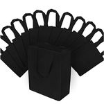 Black Gift Bags - 12 Pack Reusable Shopping Bags with Handles, Small Fabric Cloth Bags for Small Business, Gifts, Groceries, Merchandise, Events, Parties, Take-Out, Retail Stores, Bulk - 8x4x10