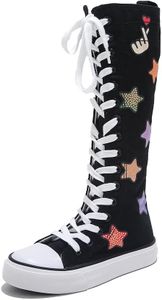 Boys and Girls High Top Children's Canvas Shoes Fashion Street Dance White Campus Shoe Outdoor Leisure Sneakers Shoes (Black, Little Kid, Women, 13.5, Numeric, US Footwear Size System, Narrow)