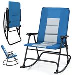 RELAX4LIFE Folding Rocking Chair, Oversized Garden Relaxing Recliner with Padded Back and Armrest, Indoor Outdoor Zero Gravity Seat for Backyard Pool Balcony (Blue)