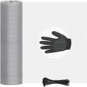 48in x 200ft Hardware Cloth 1/2 inch Hot-Dip Galvanized Welded Chicken Wire Fencing - Heavy Duty 23 Gauge Wire Mesh for Garden, Chicken Coop, Rabbit Cage, Rodent,Poultry Enclosures,Predator Protection