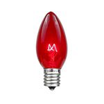 Novelty Lights 25 Pack C9 Outdoor String Light Christmas Replacement Bulbs, Red, E17/C9 Base, 7 Watt