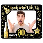 30th Birthday Photo Booth Props,Black Gold Inflatable Selfie Frame Picture Frame,Giant Inflatable Party Photo Booth Frame for 30th Birthday Party Decorations Supplies Men Women Favor Gift