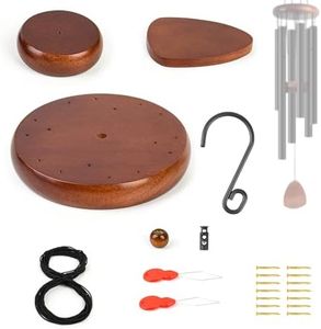 CELSOL Wind Chime Parts Kit, 23 PCS Complete DIY Set with Hooks, Round Top, Clapper, Wind Catcher, Brass Nails, and 17.2FT Nylon String for Easy Wind Chime Making, Repair, and Replacement