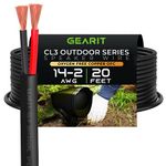 GearIT 14/2 Speaker Wire (20 Feet) 14 Gauge (Copper Clad Aluminum) - Outdoor Direct Burial in Ground/in Wall / CL3 CL2 Rated / 2 Conductors - CCA, Black 20ft