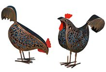 Smart Solar Metal Scroll Hens Ornamental Solar Garden Lights -2Pack