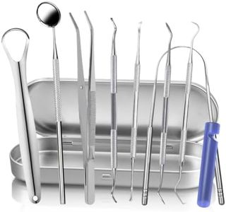 KOHEEL Dental Tools with Metal Case, Teeth Cleaning Tools Set, Remove Plaque, Oral Care Hygiene Kit with Tongue Scraper, Tartar Scraper, Gum Cleaner, Dental Probe and Dental Tweezer (1 Pack)