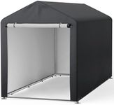 XEMQENER Bike Storage Shed 5x7 FT, Waterproof Outdoor Bike Tent, Portable Garage Car Shelter with Galvanized Steel Frame for Motorbike, Garden Tools, 159x219x175 cm, Dark Grey