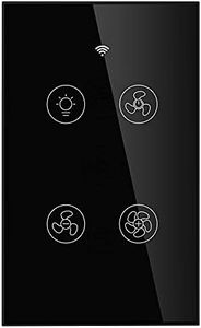 MOES WiFi Smart Ceiling Fan Light Wall Switch, Smart Life/Tuya APP Remote Timer and Counterdown, Compatible with Alexa and Google Home, Black No Hub Required