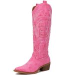 GLOBALWIN Women's The Western Cowboy Cowgirl Embroidered Knee High Boots, 23yy12 Pink, 9