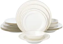 Joseph Sedgh Collection “Sisi” 20-Piece Bone China Dinnerware Set, Service for 4, White and Gold