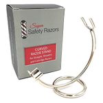 Super Safety Razors Curved Chrome Razor Stand for Straight Shavette & Cartridge Razors - for All Razors with Handle Lengths of 100 mm or More