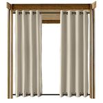 ChadMade Windproof Outdoor Curtain with Top Bottom Aluminum Grommet Beige 200" W x 102" L, Waterproof Patio Cabana Porch Gazebo Panel Drapery (1 Panel)