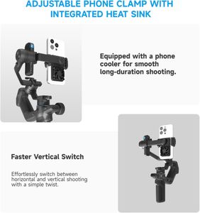 Feiyutech SCORP Mini 3 Gimbal Stabilizer – 3-Axis, 2kg Payload, AI Tracking, Phone Clamp
