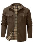 Mr.Stream Mens jacket Plaid Flannel Lined Llightweight Snap Summer Western Cowboy Shirt Jackets Coats 3268 Brown M