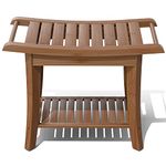 Bamboo Shower Stool Bench Waterproof with Storage Shelf for Shaving Legs or Spa Bath Seat in Bathroom & Inside Shower for Adults Seniors Elderly (24 x 13.4 x 18.5 inches+Walnut)