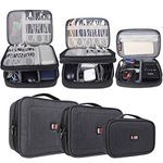 BUBM Nylon 3-Piece Double Layer Gear Organizer Travel Cases for Electronics Accessories, Black