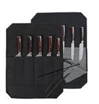 Denifiter Knife Cases Organizer-Durable Waxed Canvas With Cut Resistant Lining -knife Roll 5 Pockets (Black-One)