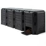 DEUBA® 1600L Garden Compost Bin | Composting Organic ECO Waste Converter Box | Recycling Bins | Cleaning Caddy | Food Waste Bin | Dog Food Bin | Worm Farm | Outdoor Compost Garden Storage Box | Black