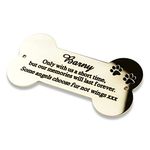 Bone shaped plaque 4" x 2" solid brass engraved nameplate. Personalised engraved pet memorial plaque