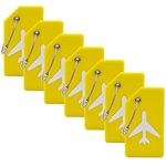 7 Pack Silicone Luggage Tag Baggage Handbag Travel Suitcase Tags with Name ID Card Perfect to Quickly Spot Luggage Suitcase (Yellow)