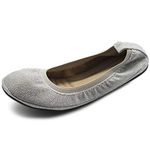 Ollio Women's Shoes Glitter Slip On Comfort Basic Ballet Flats F118 (9 B(M) US, Light Silver)