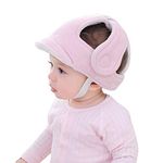 Toddler Baby Safety Hat Infant Crawling Helmet Anti-Collision Protective Hat Adjustable Headguard Hat for Baby Boys Girls Learn to Walk (Pink-fleece)