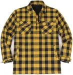 Sherpa Fleece Lined Flannel Shirt Jacket Zip Up Plaid Shacket for Men Warm Workwear Lumberjack Yellow Black XL