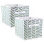 DII Fabric Storage Bins for Nursery, Offices, & Home Organization, Containers Are Made To Fit Standard Cube Organizers (11x11x11) Herringbone Mint - Set of 2