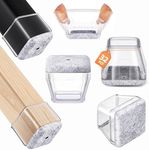 32PCS Chair Leg Floor Protectors, Silicone Chair Leg Protectors for Hardwood Floors, Floor Protectors for Chairs, Caps and Covers to Prevent Scratches and Reduce Noise Square-Small