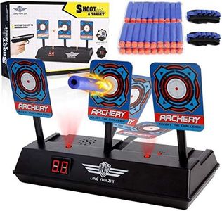 Masstimo Electric Scoring Auto Reset Shooting Digital Target for Nerf Guns, Blaster Elite Mega Rival Series with 40 Pcs Refill Darts and 2 Hand Wrist Bands