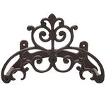 MyGift Brown Heavy Duty Cast Iron Outdoor Garden Hose Hanger Wall Mounted Water Hose Holder Reel with Vintage Scrollwork Design