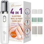 Own Harmony Electric Foot File Callus Remover & Electronic Nail File (4 in 1) Best Mani Pedi Tools - Professional Manicure & Pedicure Care Set - Perfect Toenail Polisher and Shine Buffer (USB Cord)