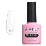 AIMEILI Gel Nail Polish, White Gel Polish UV LED Gel Varnish Nail Art Manicure Pedicure for Salon & Home - Long Lasting & Easy to Apply (011) 10ml