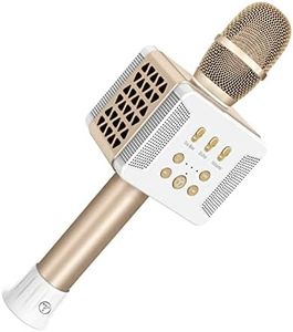 Tosing wireless bluetooth karaoke microphone,sing song,practicing song, lisening song,recording song 4-in-1 Portable Handheld Karaoke Mic Speaker Machine for iPhone/Android/iPad/PC champagne