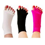 Toe Separator Socks Yoga Sports Gym Health Massage Foot Toe Alignment Soft Socks for Pain Relief Sleep Well,1 White + 1 Black +1 Rose Red