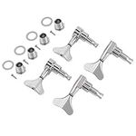 Bass Guitar Tuning Peg, Fishtail-Shaped Button Sealed Machine Heads Bass Guitar Tuning Pegs 2L + 2R Upgrade DIY Guitar Parts Accessories(Silver)