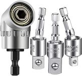 4PCS Abruga Power Drill Sockets Adapter Sets, 105 Degree Angle Screwdriver Socket Holder Adapter, 360 Degree Rotation Adjustable Drill Bit 1/4" 3/8" 1/2" Extension Rod Power Tool Accessories