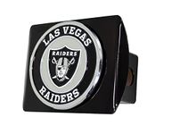 Las Vegas Raiders NFL Black Metal Hitch Cover with 3D Colored Team Logo by FANMATS - Unique Round Molded Design – Easy Installation on Truck, SUV, Car - Ideal Gift for Die Hard Football Fan